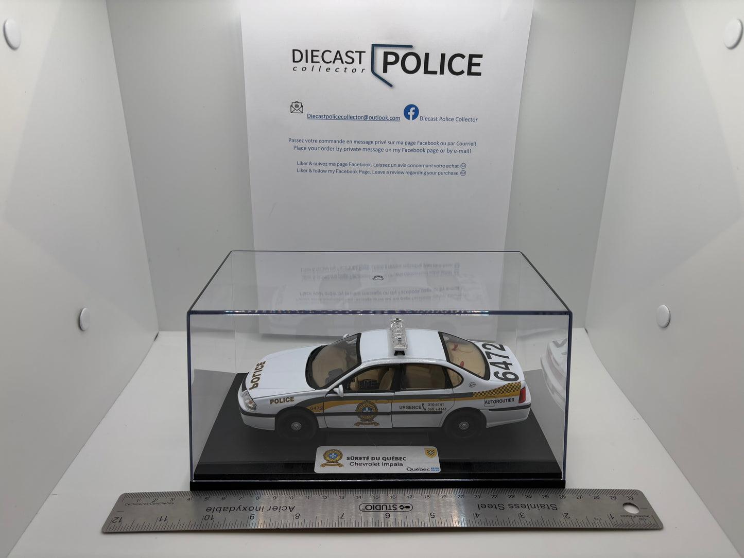 Sûreté du Québec - Chevrolet impala 1/24 - Présentoir personnalisé inclus*