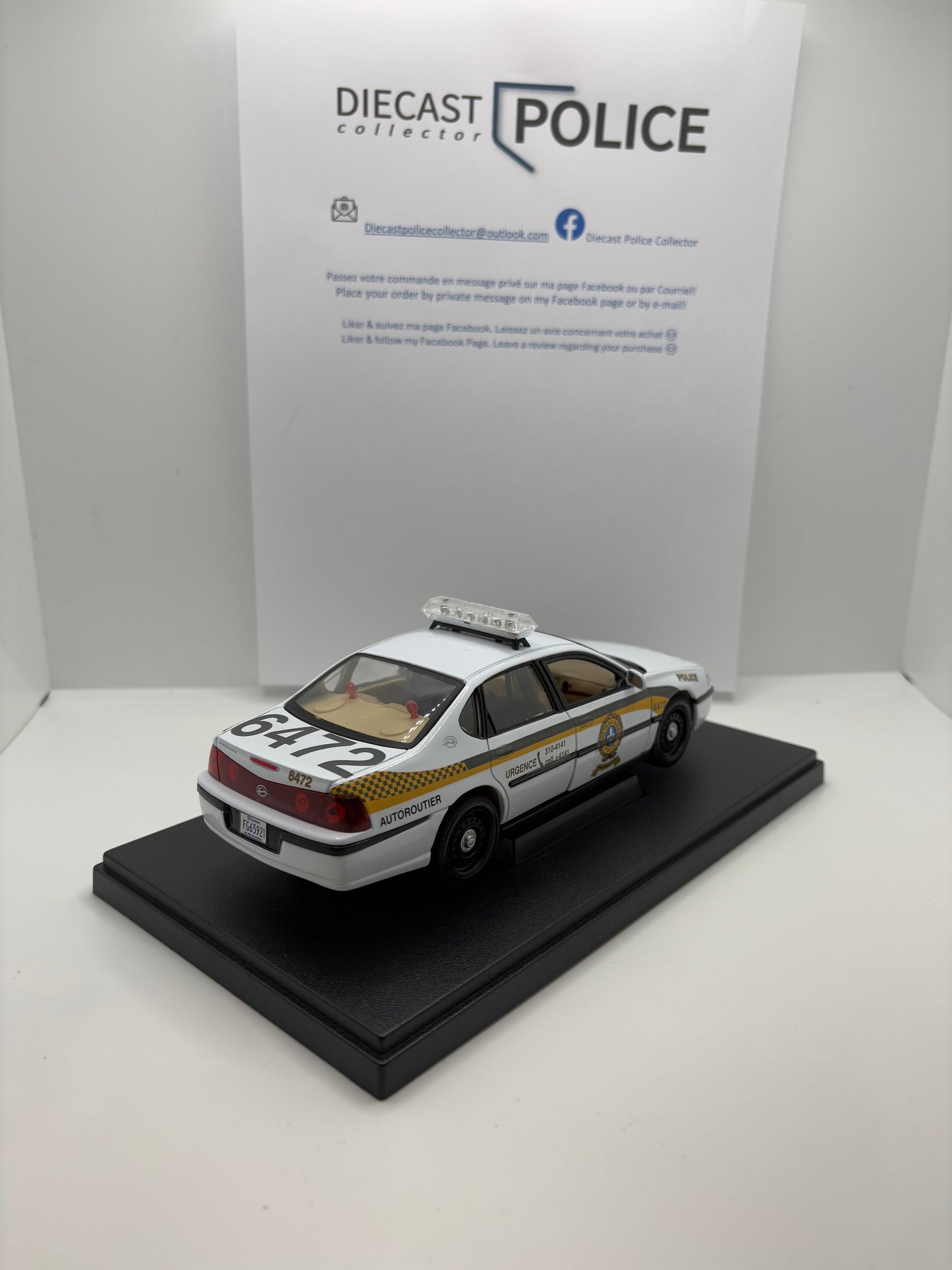 Sûreté du Québec - Chevrolet impala 1/24 - Présentoir personnalisé inclus*